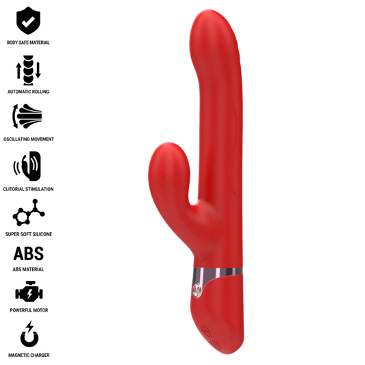 INTENSO - LELE VIBRADOR MULTIFUNCIONAL GIRATORIO Y OSCILANTE Y ESTIMULACIÓN ROJA