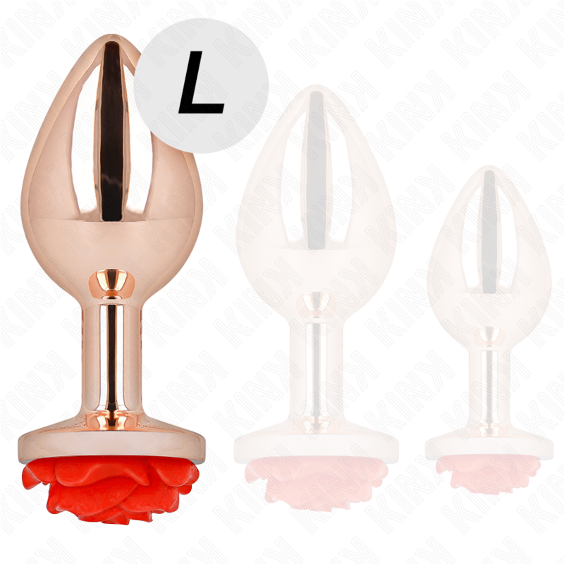 Kink - plug anale in oro rosa con rosa rossa l