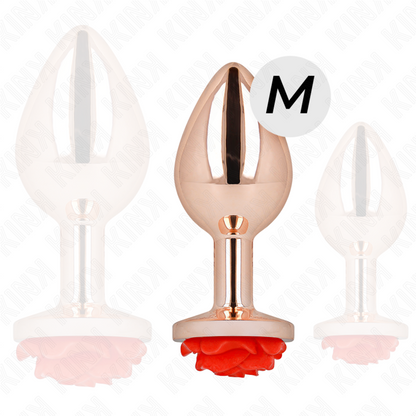 Kink - plug anale in oro rosa con rosa rossa m