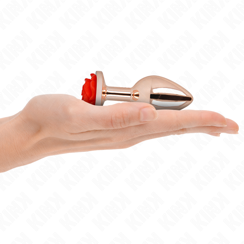 Kink - plug anale in oro rosa con rosa rossa m