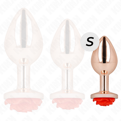 Kink - plug anale in oro rosa con rosa rossa s