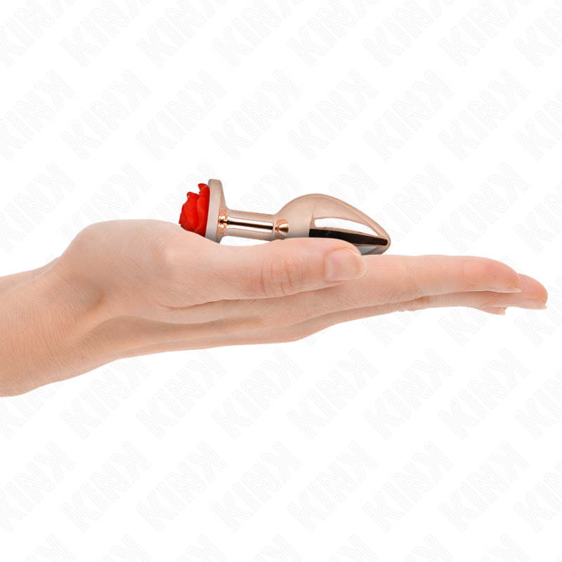 Kink - plug anale in oro rosa con rosa rossa s