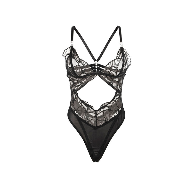 Subblime - 955229 body trasparente con pizzo cavato nero l/xl