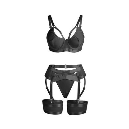 Subblime - 955236 reggiseno bondage nero con giarrettiera set s/m