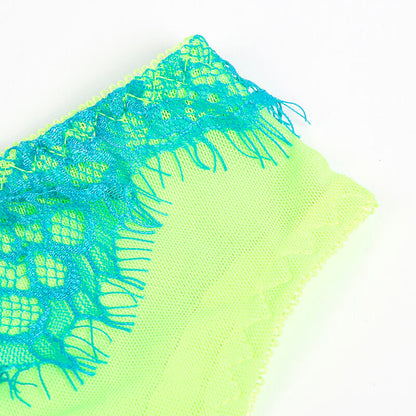 Subblime - 955311 completo reggiseno con pizzo e linee giarretrici verde e blu s/m