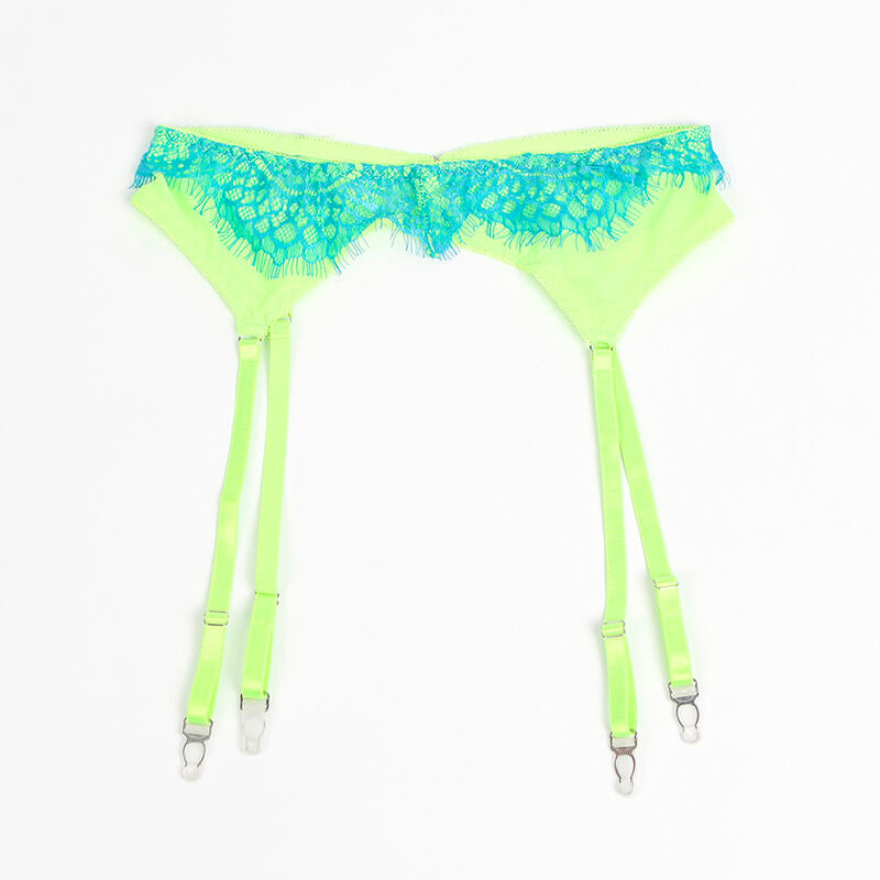 Subblime - 955328 completo reggiseno con pizzo e linee giarretrici verde e blu l/xl