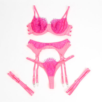 Subblime - 955359 completo reggiseno con pizzo e giacchetti rosa e viola s/m