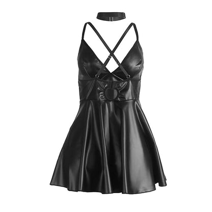 Subblime - 955373 abito con spalline in pelle nera s/m