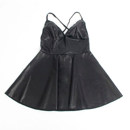 Subblime - 955373 abito con spalline in pelle nera s/m