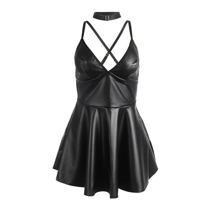 Subblime - 955380 abito con spalline in pelle nera l/xl