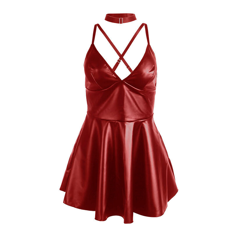 Subblime - 955403 abito con spalline in pelle bordeaux l/xl