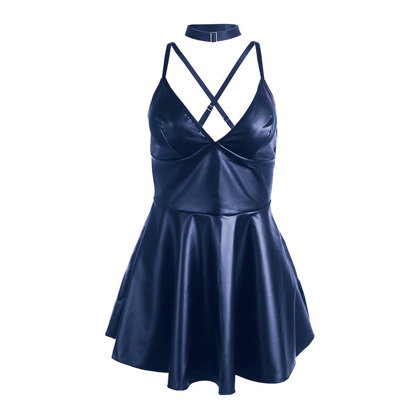 Subblime - 955410 abito con spalline in pelle blu s/m