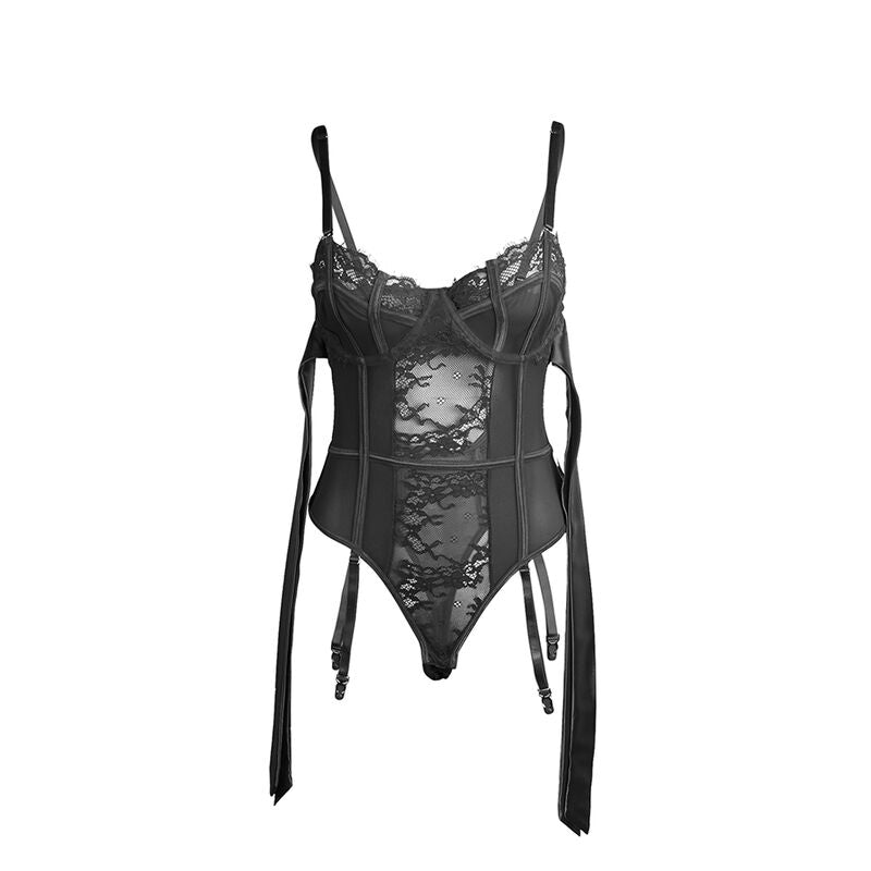 Subblime - 955496 body in pizzo con fiocchi e giarrettiere nero s/m