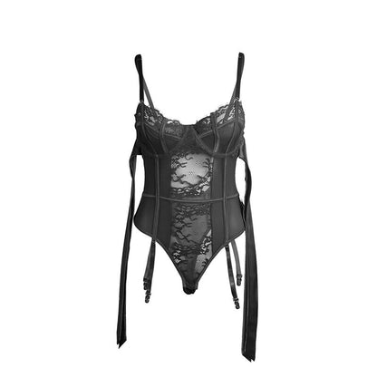 Subblime - 955496 body in pizzo con fiocchi e giarrettiere nero s/m