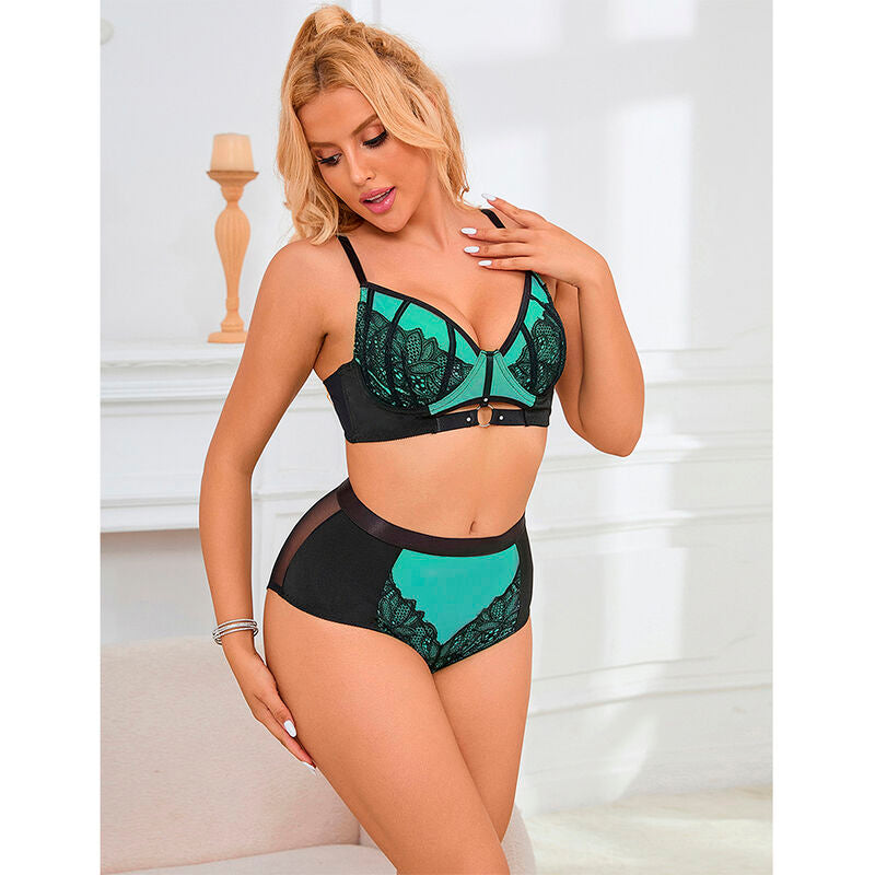 Subblime - 955557 set reggiseno in vernice verde con cerniera s/m