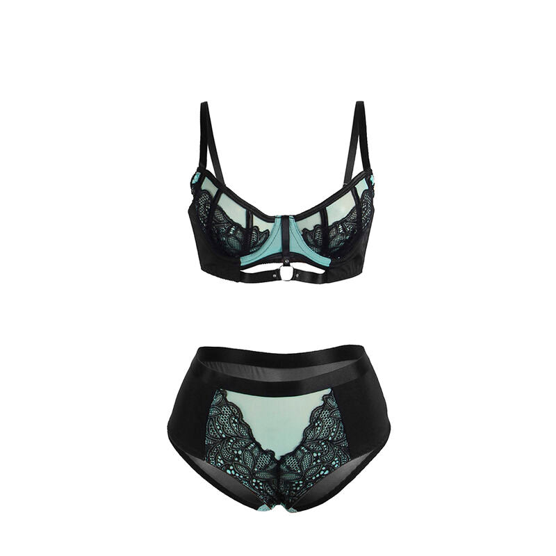 Subblime - 955564 soutien-gorge en vinyle vert avec fermeture éclair en résille l/xl