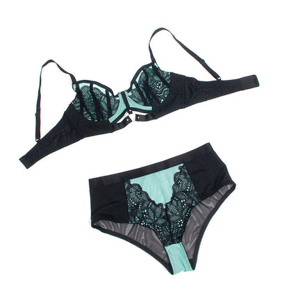 Subblime - 955564 soutien-gorge en vinyle vert avec fermeture éclair en résille l/xl