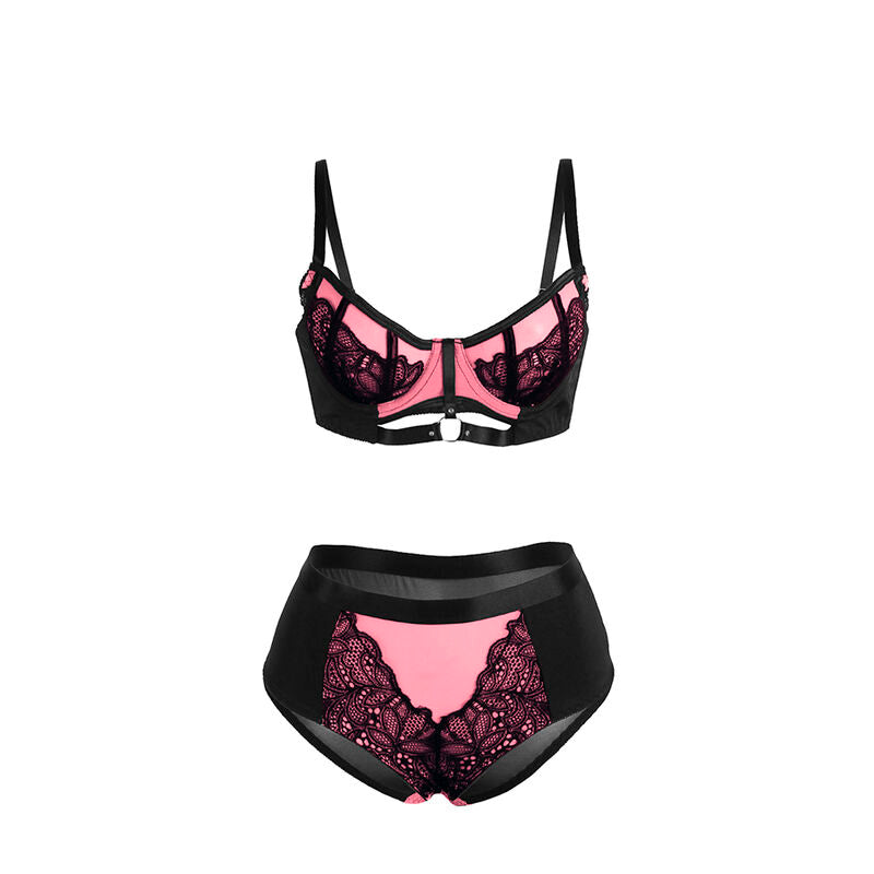 Subblime - 955588 ensemble soutien-gorge rose verni avec fermeture éclair en maille l/xl