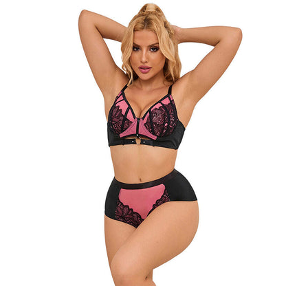 Subblime - 955588 ensemble soutien-gorge rose verni avec fermeture éclair en maille l/xl