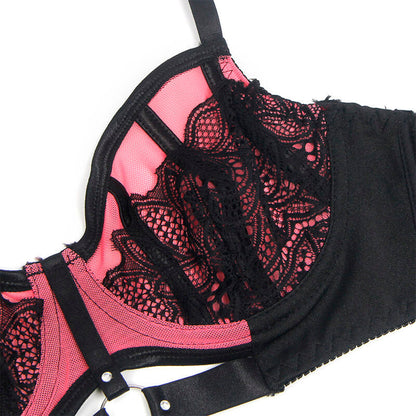 Subblime - 955588 ensemble soutien-gorge rose verni avec fermeture éclair en maille l/xl