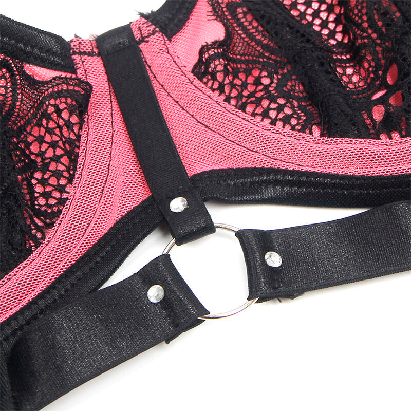 Subblime - 955588 ensemble soutien-gorge rose verni avec fermeture éclair en maille l/xl
