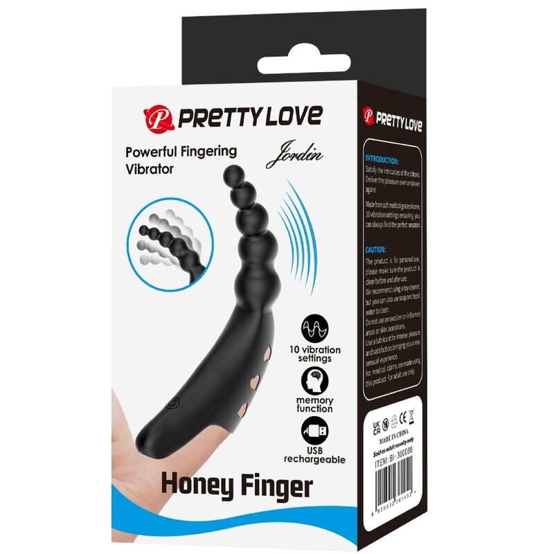 Pretty love - vibratore da dita jordin 10 vibrazioni nero