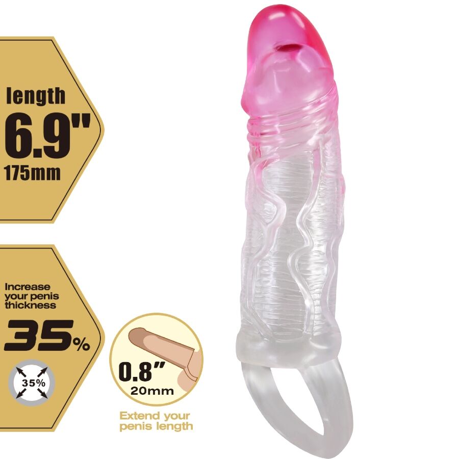 Pretty love - odes realistico 2 cm guaina di allargamento per pene rosa