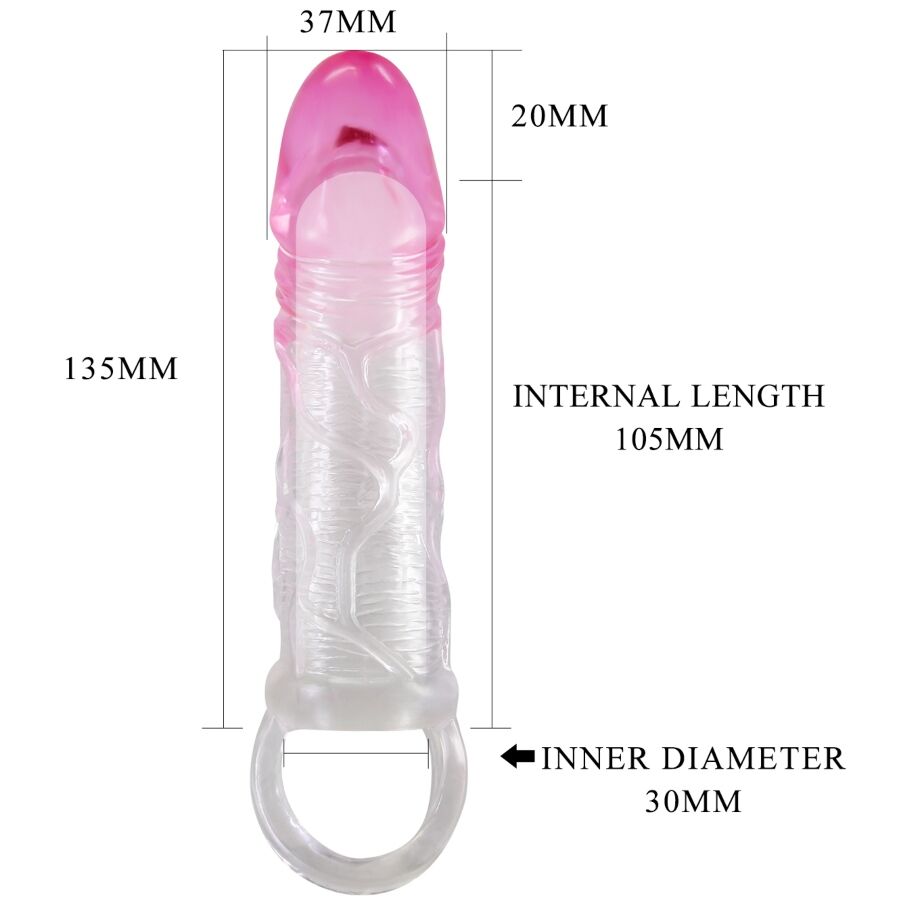 Pretty love - odes realistico 2 cm guaina di allargamento per pene rosa