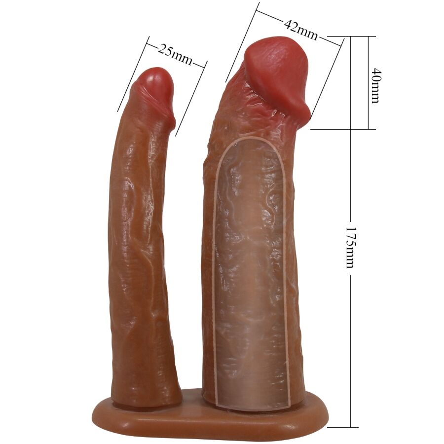 Pretty love - yairon doppio guaina per pene con estensione 4 cm mulatto