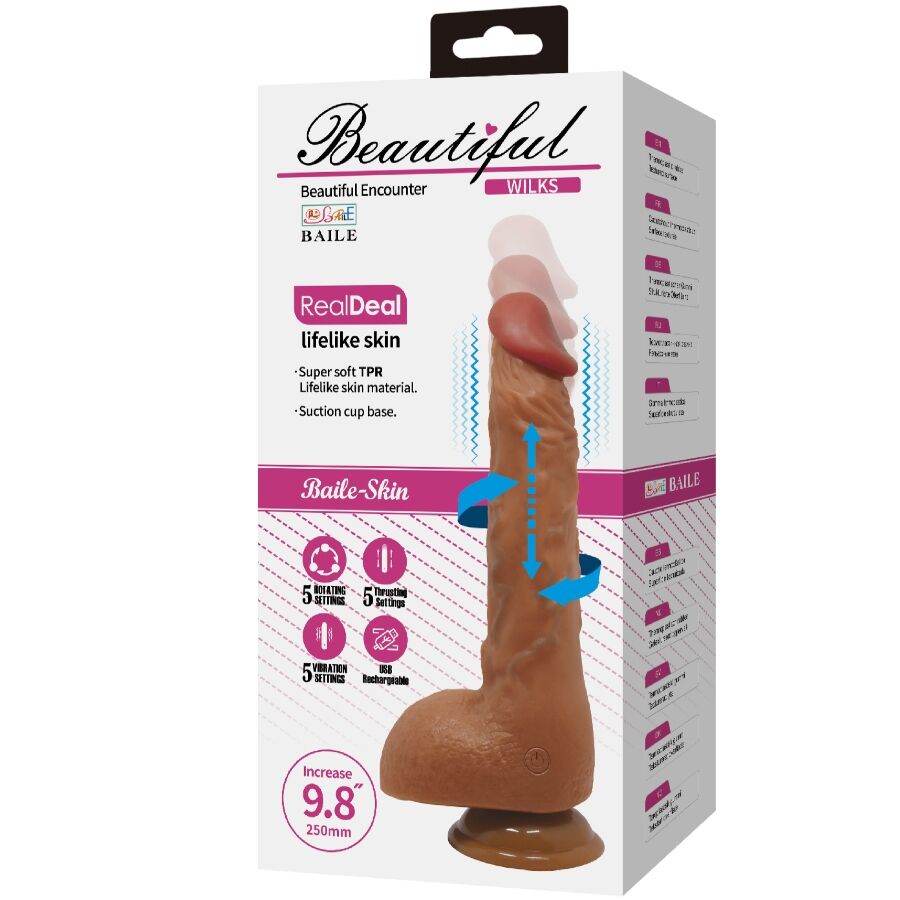 Baile Beautiful Réaliste Dildo Stimulation Haut & Bas 25 cm Chair Foncé