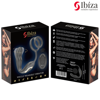 Ibiza - wiggle plug anale rotante telecomandato con vibrazione perineale e anelli per l'estensione del pene