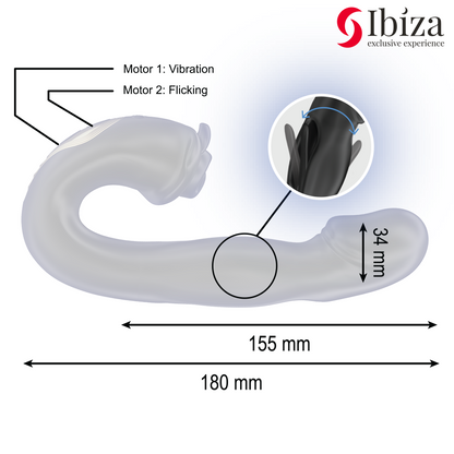 Ibiza - vibromasseur rose à effet de pichenette et stimulateur clitoridien