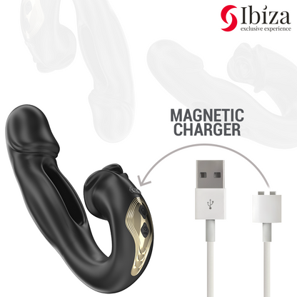 Ibiza - vibromasseur rose à effet de pichenette et stimulateur clitoridien