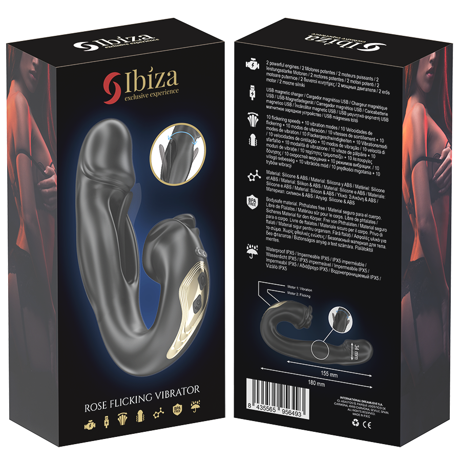 Ibiza - vibromasseur rose à effet de pichenette et stimulateur clitoridien