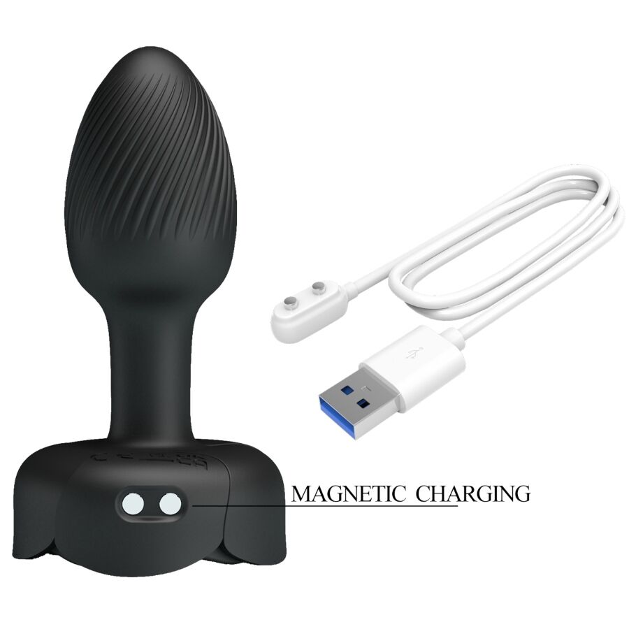 Pretty love - plug anale olman con luce led nero 8,8 cm