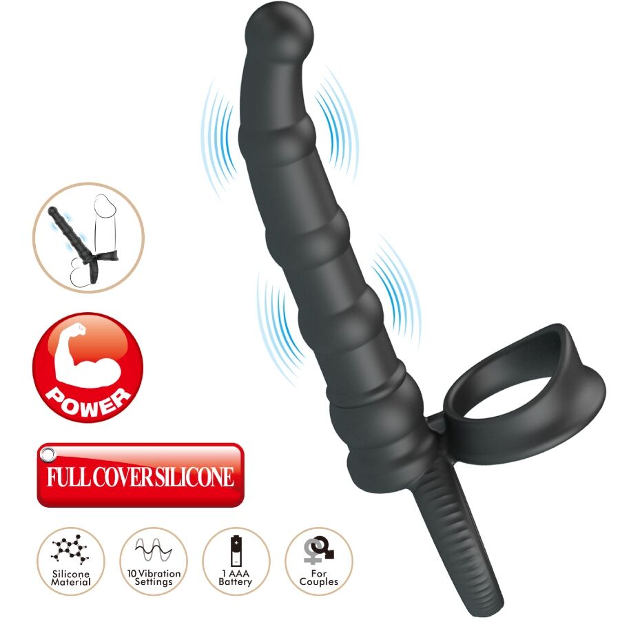 Pretty love - tatum anello per pene vibrante con tappo 10 vibrazioni nero