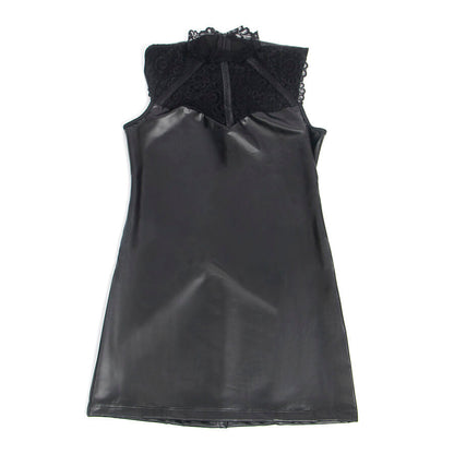 Subblime - 957544 abito in pelle con collo in pizzo nero s/m