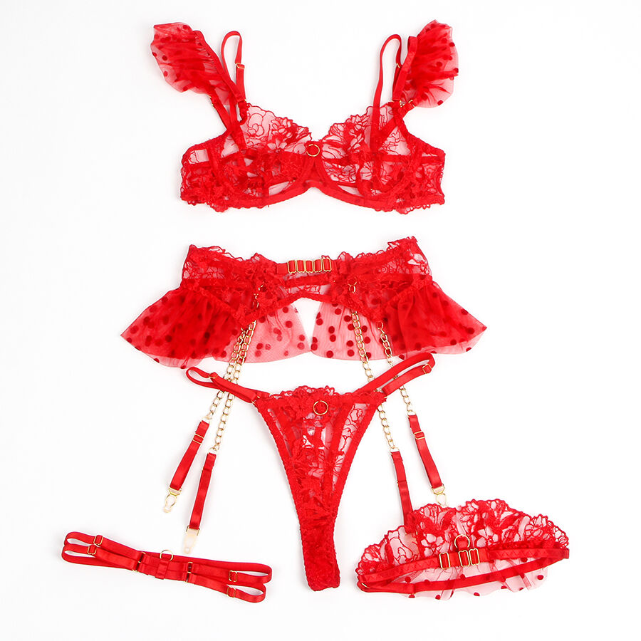 Subblime - 957513 ensemble soutien-gorge et porte-jarretelles en dentelle rouge L/XL
