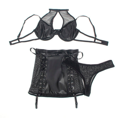 Subblime - 957582 set reggiseno e gonna in pelle nero s/m