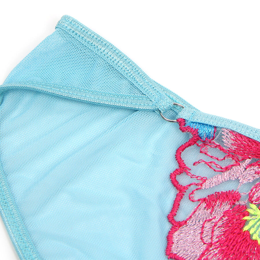 Subblime - 957643 ensemble soutien-gorge et ceinture broderie fleurs roses s/m