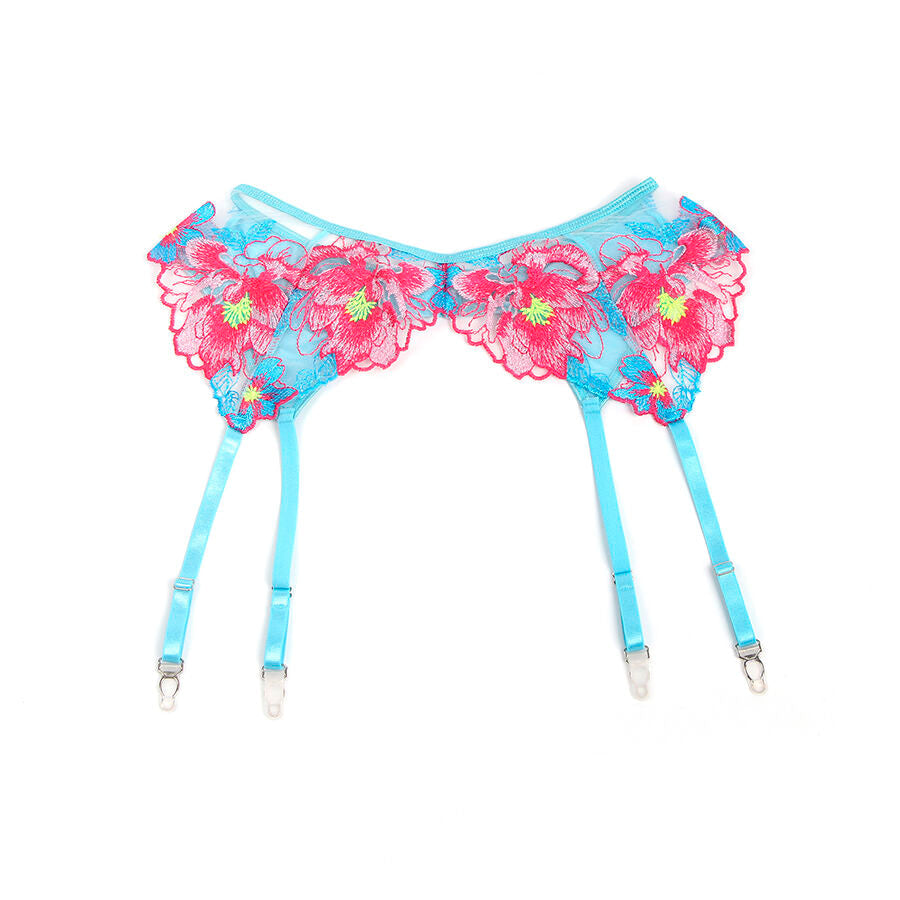 Subblime - 957650 ensemble soutien-gorge et ceinture broderie fleurs rose l/xl
