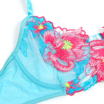 Subblime - 957650 ensemble soutien-gorge et ceinture broderie fleurs rose l/xl