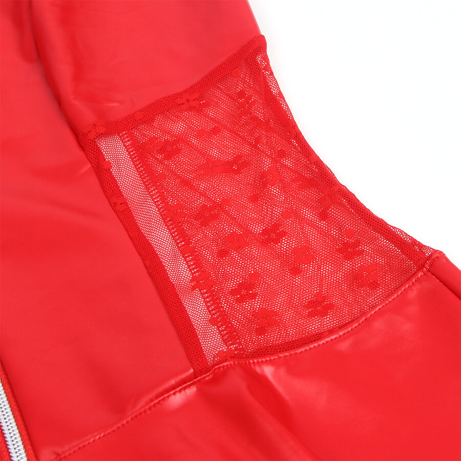 Subblime - 957728 robe en cuir avec fermeture éclair et dentelle rouge s/m