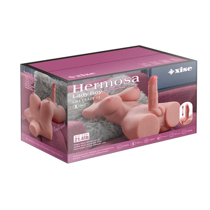 Xise - bellissimo torso femminile lady boy con dildo con vibrazione e spinta 49 cm