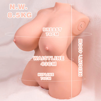 Xise - torso realistico piccolo e spinto con vibrazione femminile 40 cm