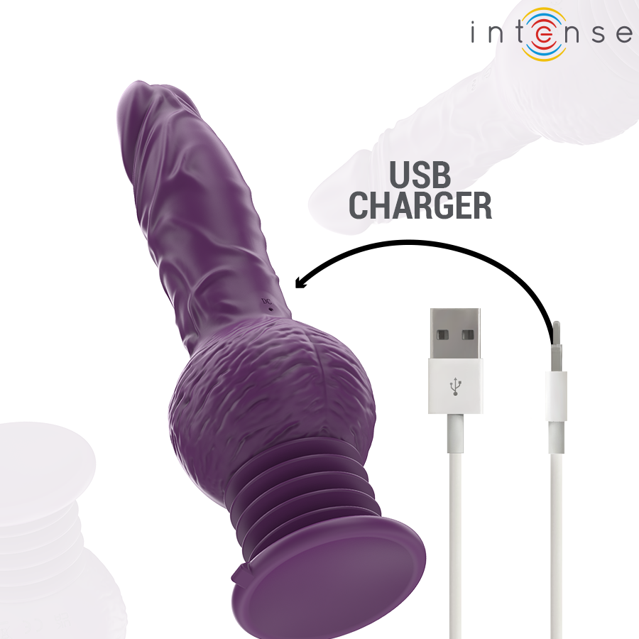 INTENSE - VIBRATORE MULTIFUNZIONE TATUM CON VIBRAZIONE SU E GIÙ 24 CM VIOLA