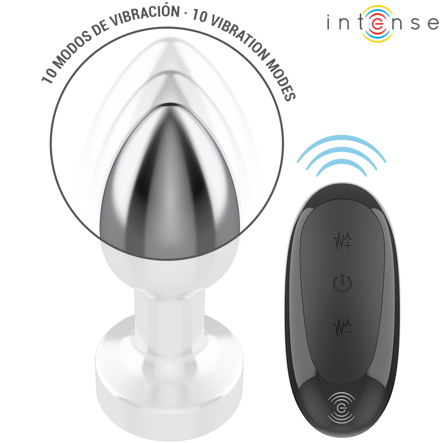 Intense - plug anale 10 vibrazioni metallo con telecomando s