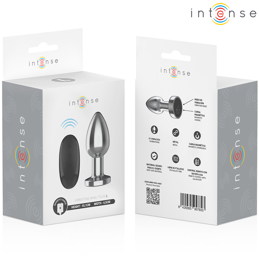 Intense - plug anale 10 vibrazioni metallo con telecomando l