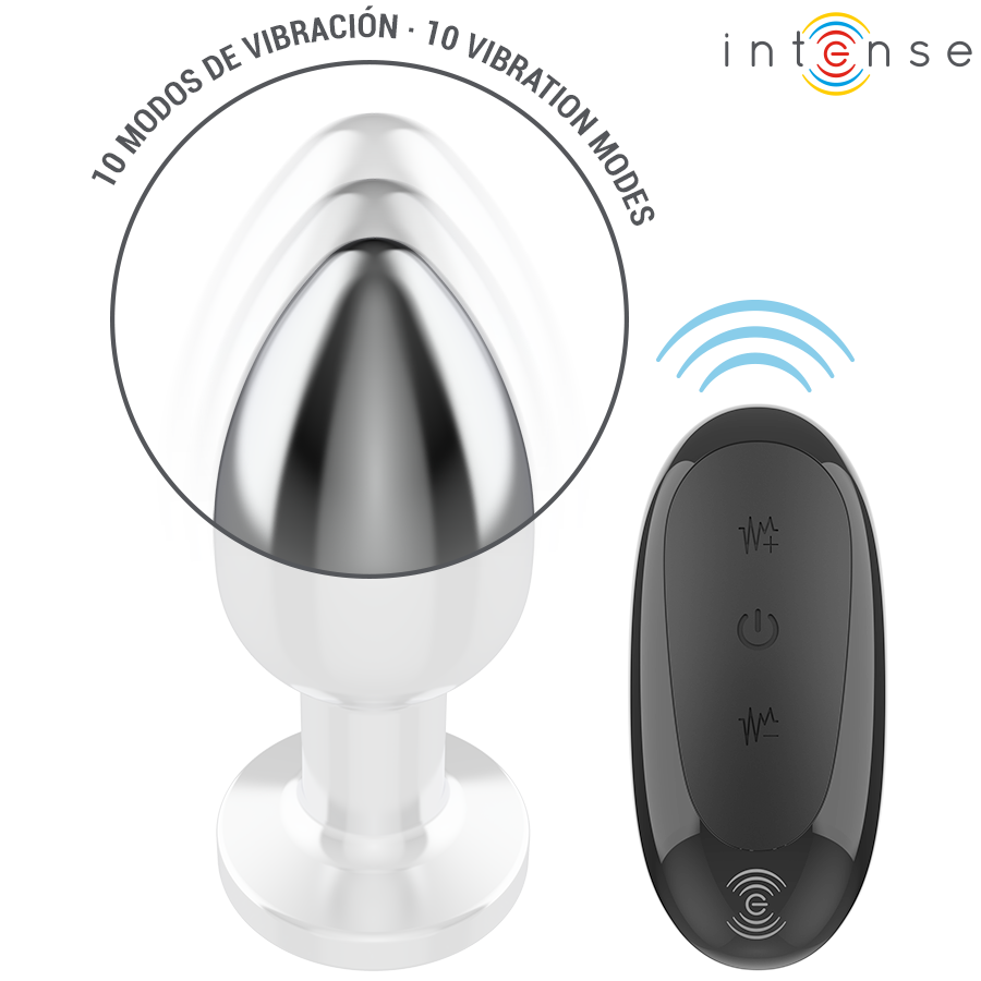 Intense - plug anale 10 vibrazioni metallo con telecomando l