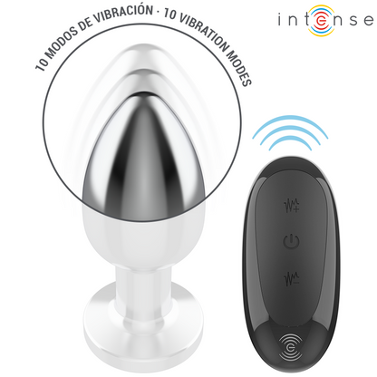 Intense - plug anale 10 vibrazioni metallo con telecomando l